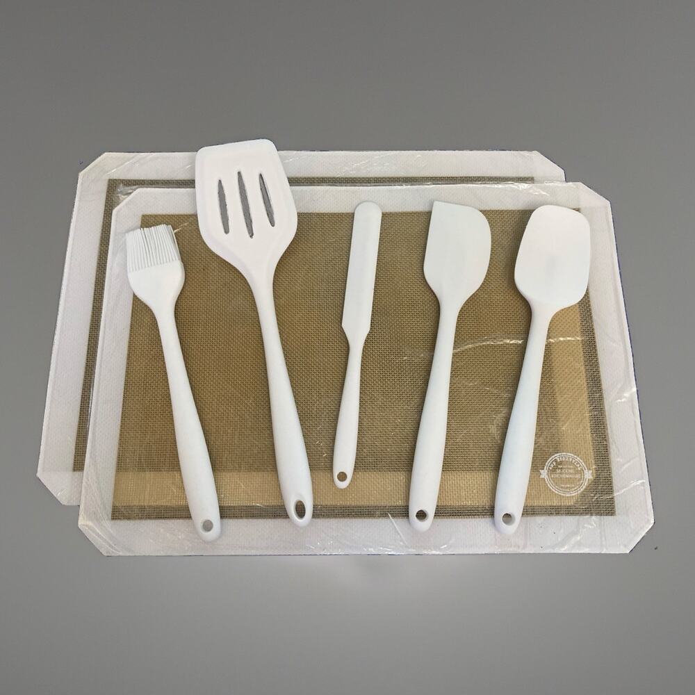 emp Essential White Silicone Kitchen Utensil Set Nonstick Bake Mats 7pcs ret.38